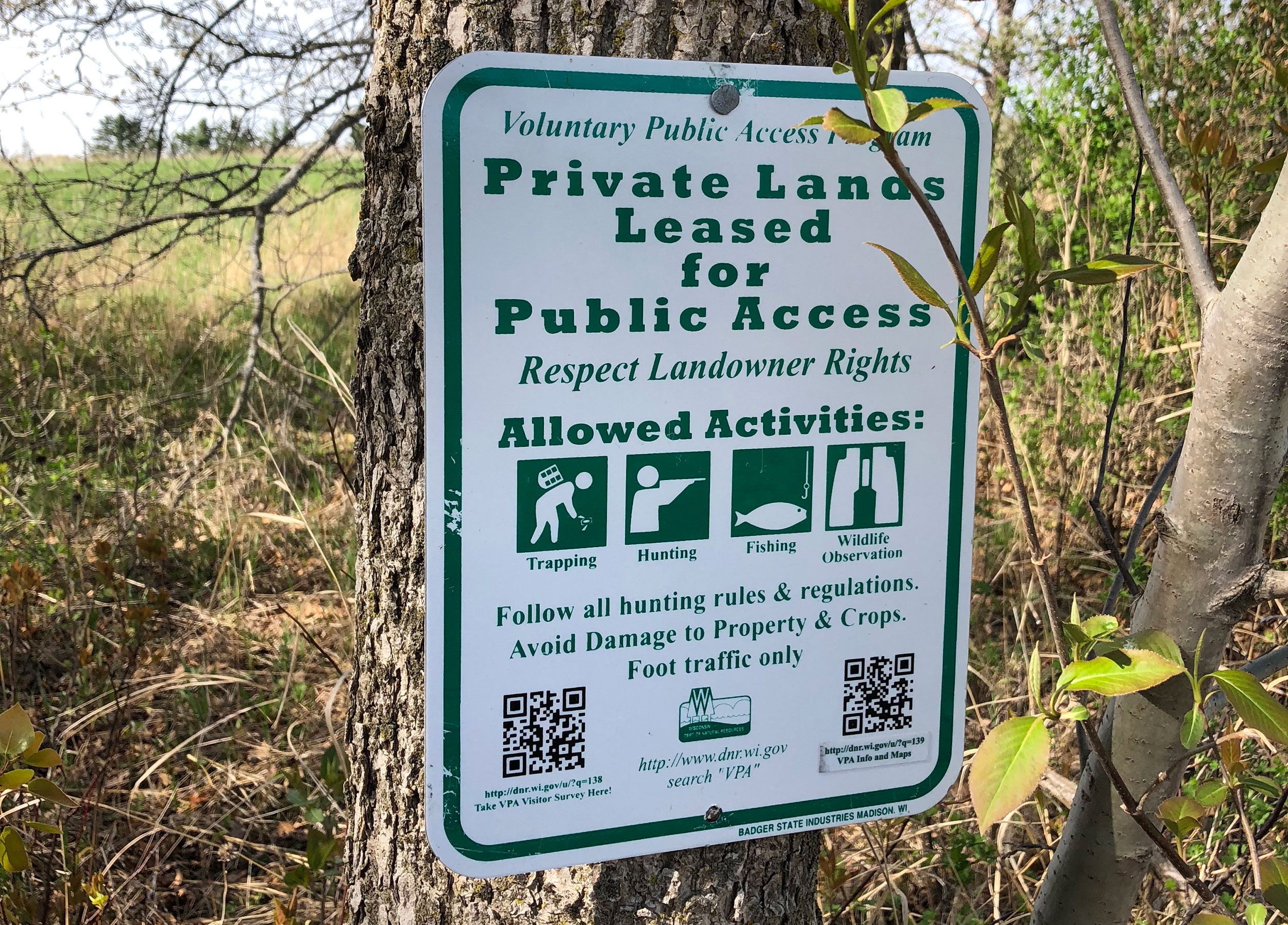 自愿公开狩猎允许在私人土地上公开狩猎。
