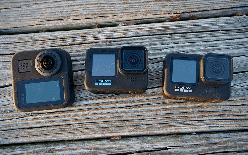 木制表面上最好的三款gopro相机